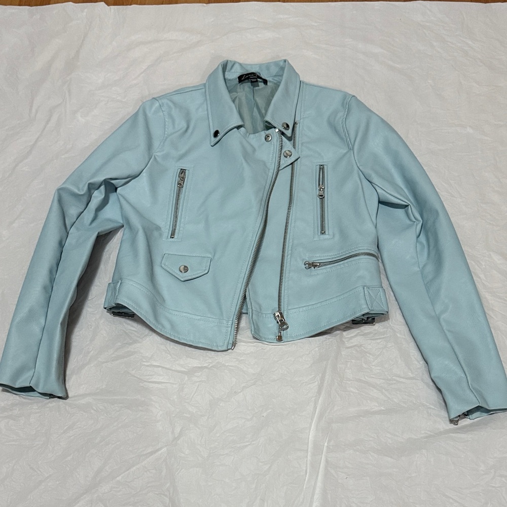 Light Blue Leather Jacket